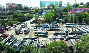 A view of General Bus Stand of Jammu. 
