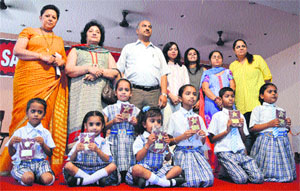 Winners of a story-telling competition at Sanatan Vidya Mandir in Ludhiana. 