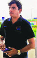 Gurunath Meiyappan at Madurai Airport on Friday afternoon.