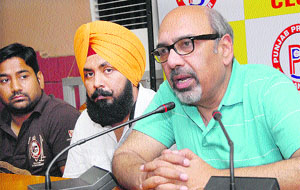 Former DGP (Prisons) Shashi Kant addresses the media in Jalandhar on Saturday.