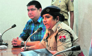 Nilambari Jagadale, ADCP, addresses a press conference in Ludhiana on Saturday. 