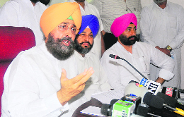Punjab Congress Committee chief Partap Singh Bajwa addresses mediapersons in Chandigarh on Saturday. 