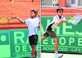 Devashish; and (right) Udit in action at the CLTA, Sector 10, in Chandigarh on Sunday