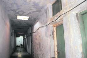 Leaking roof in a corridor of the serai