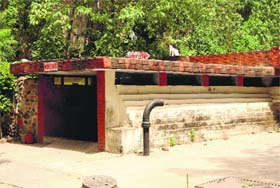 The entrance to the building