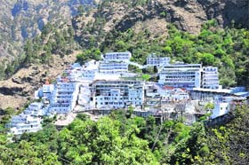 The Vaishno Devi cave shrine is 13 km from Katra