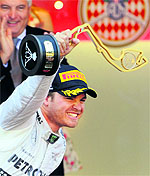 Nico Rosberg celebrates his win at the Monaco Formula One Grand Prix on Sunday