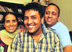 Iresh Gupta (commerce, 96.5%) in a jubilant mood at Mohali. 