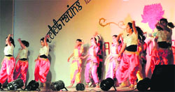 Students present a dance during the 125th anniversary of Oak Grove School in Mussoorie on Monday. 