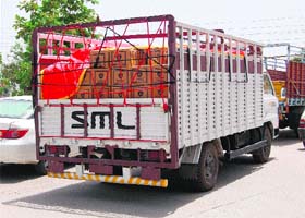 A truck carrying liquor seized from Sonepat Road in Rohtak on Sunday