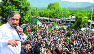 Communist Party of India (Marxist) state secretary Mohammed Yousuf Tarigami during a protest in Kulgam on Monday.  