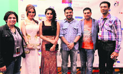 Ravinder Ranguwal (fourth from left) along with other participants at the Punjabi International Film Festival in Toronto, Canada. A Tribune Photograph