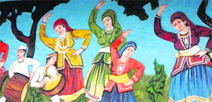 A mural depicting the culture of Garhwal after renovation in Mussoorie.