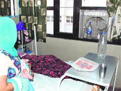 A non-functional cooler in a ward at the General Hospital, Sector 6, Panchkula, on Wednesday.