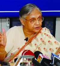 Chief Minister Sheila Dikshit interacts with mediapersons at the Indian Womens Press Corps in New Delhi on Wednesday. 