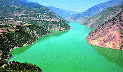 A view of the reservoir in the Chenab valley