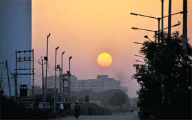 Dawn after dusk: It was a quiet sunset on Wednesday after a dust storm hit Ludhiana in the afternoon