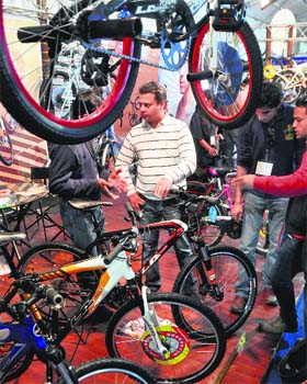 High-end bicycles at a shop in Ludhiana