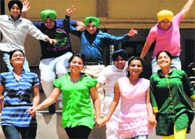 Budha Dal Public School students in a happy mood in Patiala on Thursday
