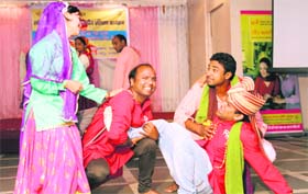 A skit being staged during an AIDS awareness programme in Dehradun on Thursday