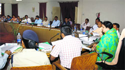Uttarakhand Tourism Minister Amrita Rawat chairs a meeting of the District Planning Committee in Dehradun on Wednesday.