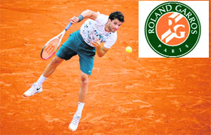 Bulgarias Grigor Dimitrov serves to Frances Lucas Pouille during their second round match on Thursday
