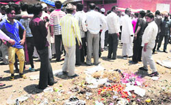 Garbage lies on a road in the grain market, Chandigarh, where former Union Minister Harmohan Dhawan launched a cleanliness drive on Friday
