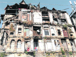 A dilapidated building at Landour Bazaar, Mussoorie, which will be reconstructed. 