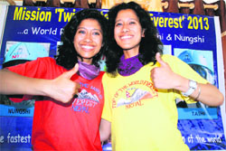 Twin sisters Tashi and Nungshi at their residence in Dehradun. Tribune photo: Vinod Pundir