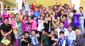 Students of GMT School strike a pose along with their teachers in Ludhiana