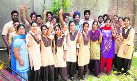 Students of Guru Gobind Singh Public School in an ecstatic mood in Ludhiana