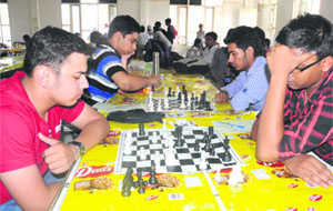 Players participates in chess championship which began at Teachers Home in Bathinda on Saturday. 