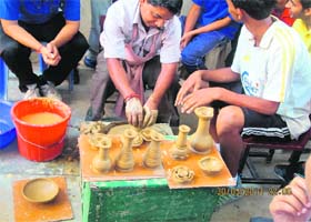 A pottery workshop organised by SpicMacay at DAV Public School in Dehradun