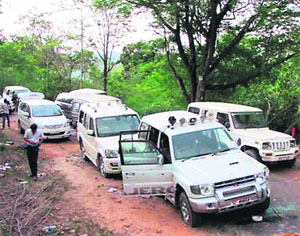 The ambushed Congress convoy in Bastar