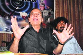 Samrat Shankar addresses mediapersons in Shimla on Saturday