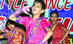 Children participate in a dance competition organised by Pooja Kala Sangam in Jammu on Saturday
