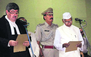 Haryana Governor administers the oath of office to Chief Justice Sanjay Kishan Kaul in Chandigarh on Saturday. 