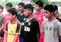 Participants at the Football Summer Camp at Marshall School Dehradun. Tribune photo: Vinod Pundir