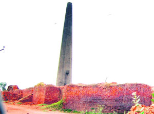 A view of a brick-kiln on the outskirts of Amritsar. 