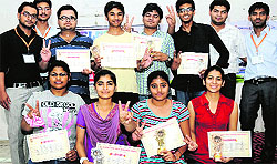 winners of the championship pose with their certificates on the concluding day of the tourney. The eight winners have been selected for the national-level championship