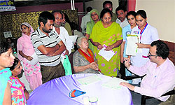 The medical check-up camp organised by Mall Road Welfare Association in Bathinda on Sunday