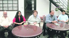 Members of the Oak Grovian Association of India at a press meet in Mussoorie on Sunday