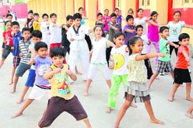 Summer flavour: With the beginning of the summer vacation, children are taking part in various activities at a summer camp being held at St. Josephs Convent School in Bathinda on Monday
