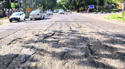 A road in a dilapidated condition in Mohali. A File photo