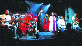 Members of Highway-61 perform.