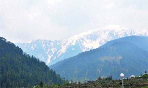 A view of snow-capped mountains from Bhaderwah.