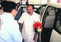 Union Petroleum Minister Veerappa Moliy during his visit to Mussoorie on Tuesday.