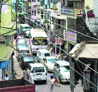 A view of the Garkhal Chowk where traffic jams are a usual affair. 