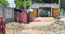 The controversial gate in the Aggar Nagar area. Photo: Inderjeet Verma