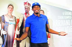 Jamaican sprinter Usain Bolt at a press conference in Rome on Thursday, on the eve of the IAFF Diamond League World Challenge